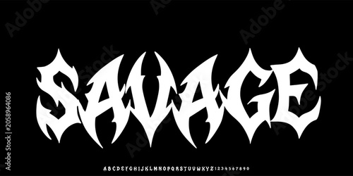 Fotografie lettering in abstract scary or metalcore letters