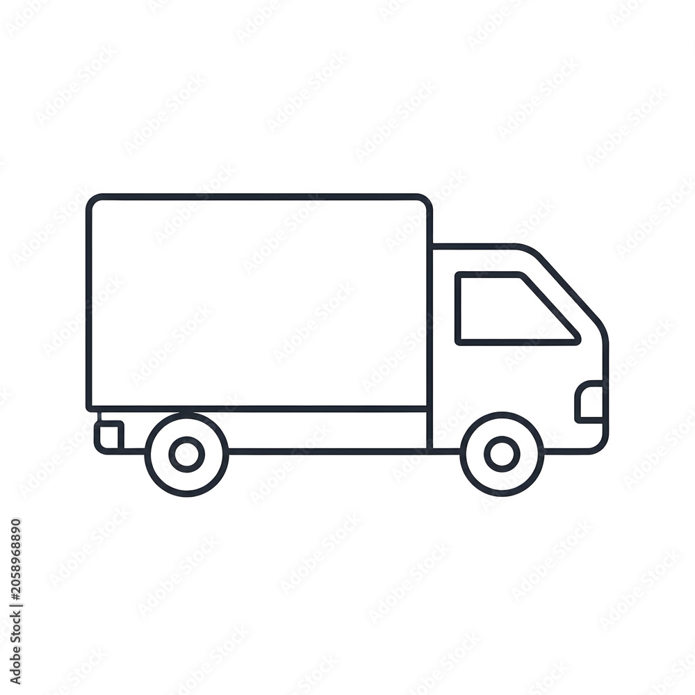 Fototapeta premium Simple line art icon of a delivery truck
