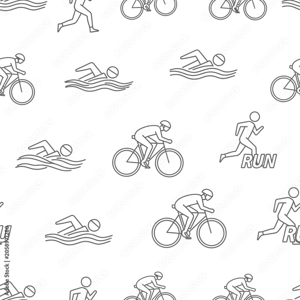 Obraz premium Triathlon Sports Seamless Pattern