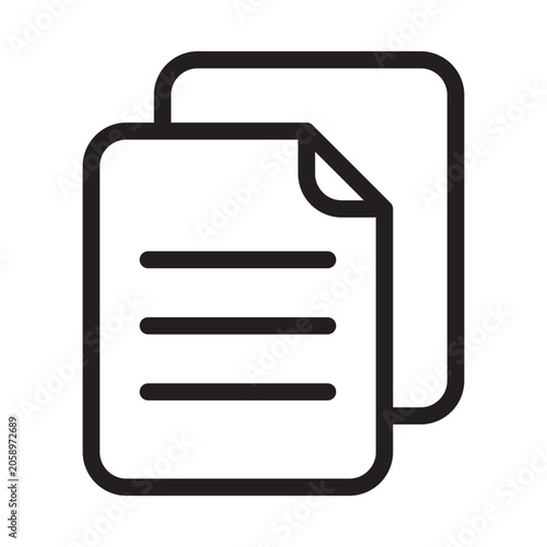 Stacked copy sheets paper documents line icon for general records.