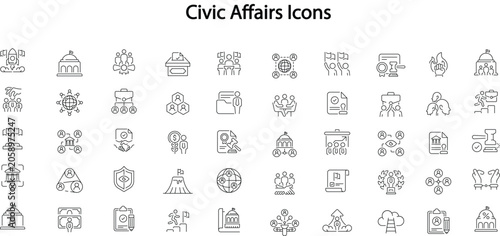 Tableau sur toile Civic affairs line icons