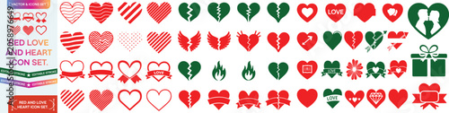 Tableau sur toile Collection of Red Heart Icons: A set of ten distinct red heart graphic illustrations
