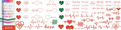Tableau sur toile Red heart icon set vector art illustration