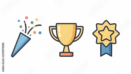 A celebration icon set with trophy and award symbols.