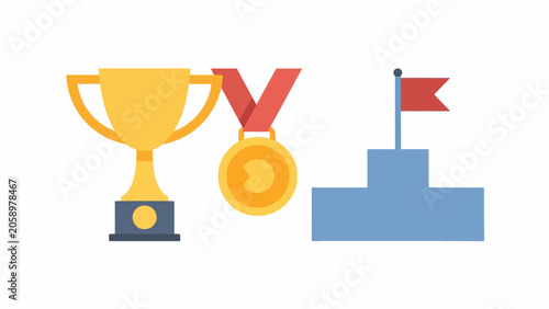 Championship awards and winner podium icons.