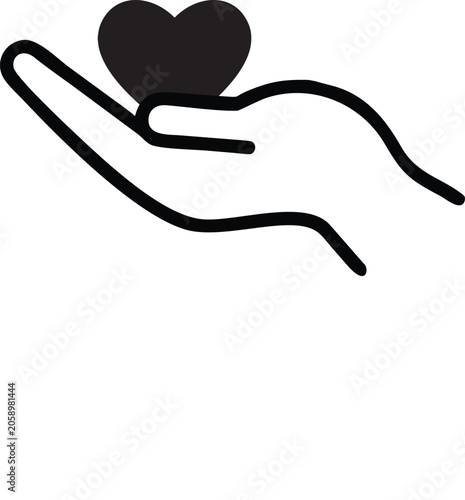 hand holding heart,Hand Holding Heart Icon Set in Solid, Outline and Sketch Styles for Care and Charity
