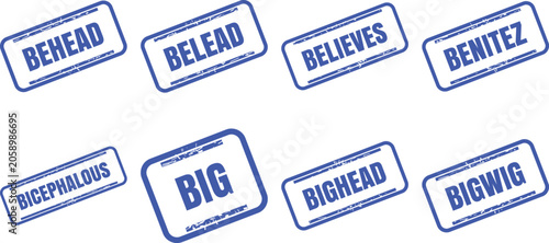 Bild auf Leinwand Set of blue rubber stamp style text labels with various words stamp vector desig