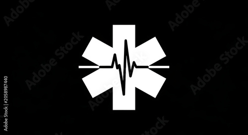 Star of life medical symbol with heartbeat line in center design heartbeat emergency healthcare medicine hospital ambulance paramedic diagnostic