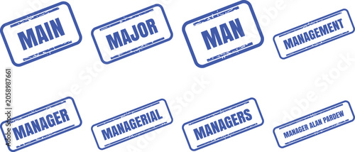 Vászonkép Set of blue rubber stamps with business and management related words stamp vecto