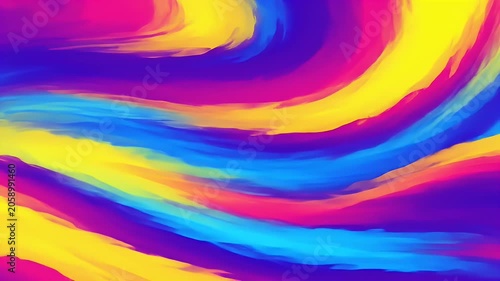 Colorful Abstract Swirls in Bright Rainbow Waves Moving Across Canvas