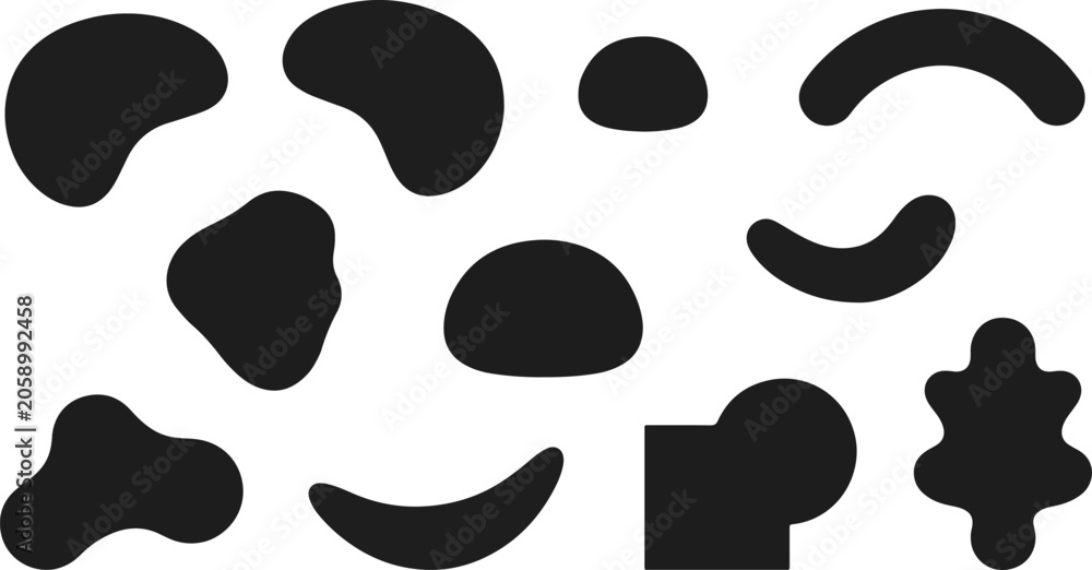 Fototapeta premium Black shapes on white background