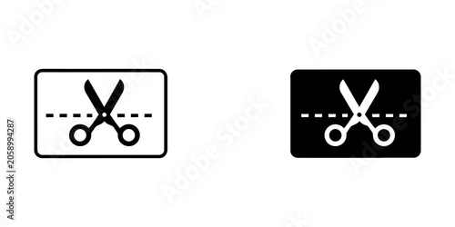Cut here scissors and dotted line vector icons with scissors instruction separation activity commercial promotion marketing interface