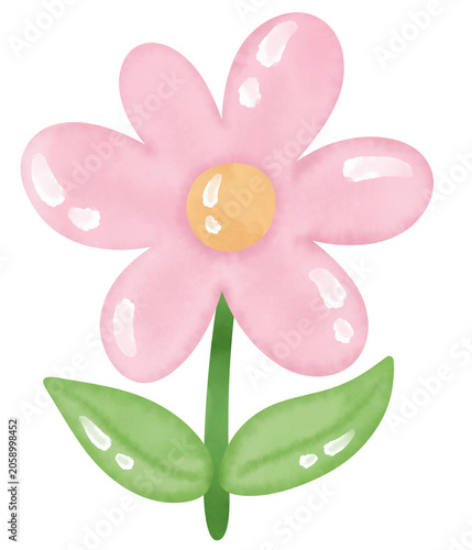 cute spring summer blossom flower watercolor cartoon illustration