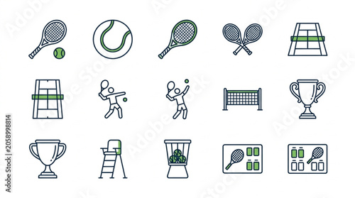 Foto Collection of Tennis Sport Icons and Symbols.