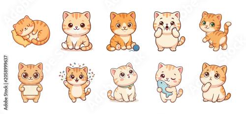 Картината върху платно Cute Ginger Tabby Cat Sticker Pack