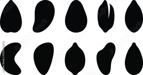 Fotografi Black leaf shapes on white background