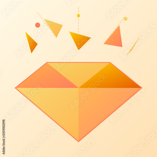 Canvastavla Abstract orange geometric gemstone icon representing wealth generation and financial prosperity through crystal clear investment