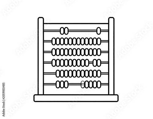 A simple line drawing of an ancient calculating device with beads on wires