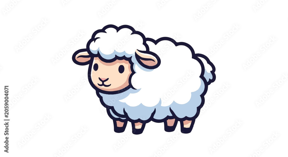Obraz premium Cute cartoon sheep illustration.