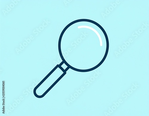 A simple magnifying glass icon on a light blue background