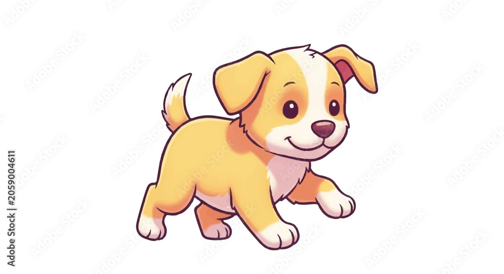 Fototapeta premium Cute Golden Retriever Puppy Walking Happily.