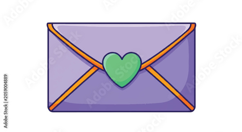 Purple Envelope with Green Heart Clasp.