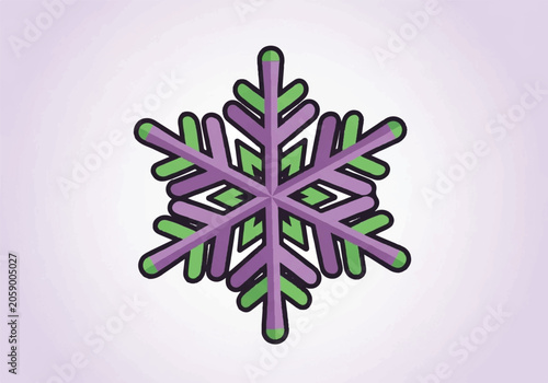 Stylized Snowflake Graphic with Purple and Green Hues.