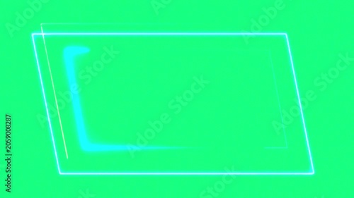 Neon Blue Glowing Rectangle Frame Drawing Animation on Green Screen — Elegant Lower Third Overlay Loop