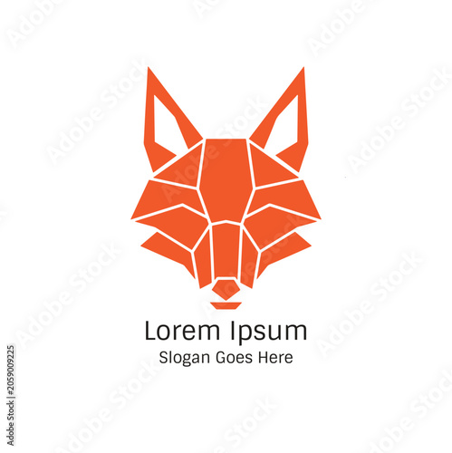 Orange Geometric Fox Head Logo Low Poly Triangle Design Vector