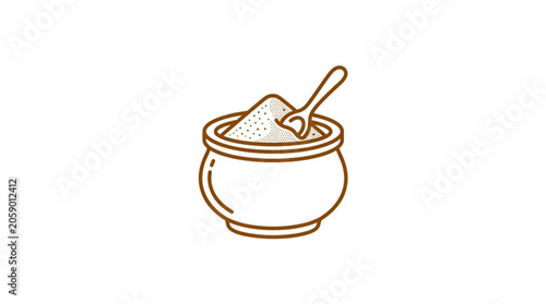 Slika na platnu Small sugar bowl with spoon filled with white sugar.