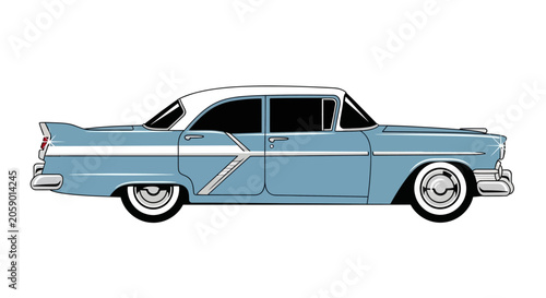 Classic Blue Vintage American Car Model.