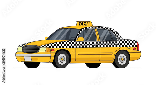 Fotografie Yellow Taxi Car Side View.