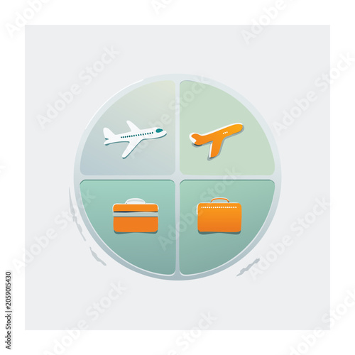 Flat design travel icons in circular layout