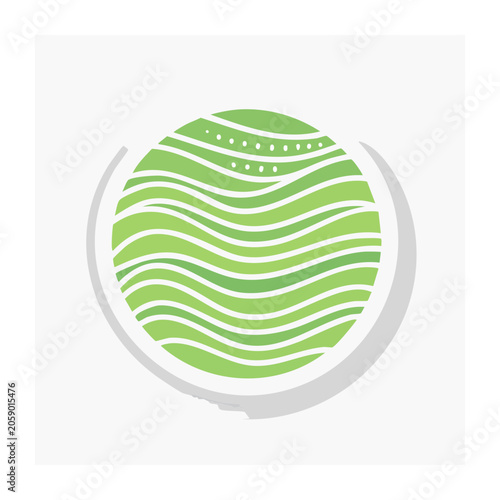 Green wavy lines circle icon on white background