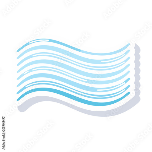 Minimalist blue water wave line art illustration