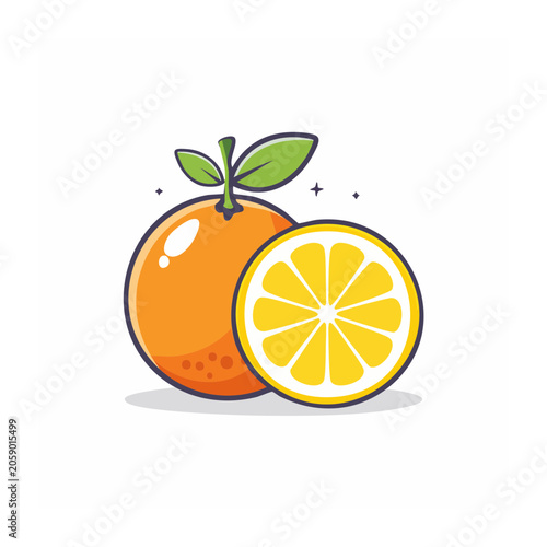 Orange and Lemon Slice Flat Design Illustration