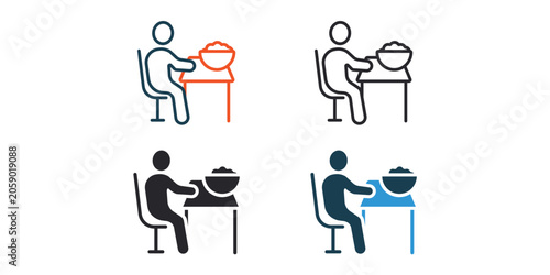 eat icons outline and Flat Style,transparent background