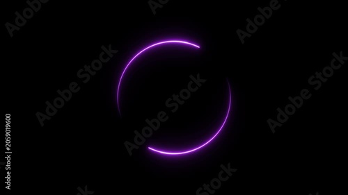 Glowing purple neon circle loading spinner on black background
