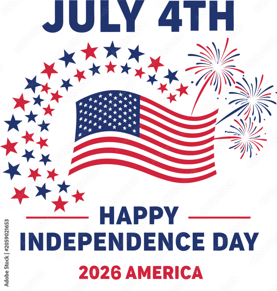 Obraz premium July 4th independence day celebration graphic with american flag and fireworks