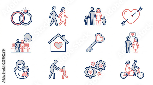 Family and Relationship Icons Set.