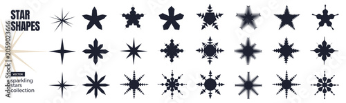 Canvas-taulu Collection of star shapes and sparkling starburst icons for graphic design