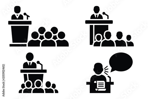 Photos ordinance briefing vector icon set