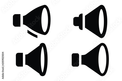 voice direction vector icon set. speaking silhouette icons illustration and solid black style