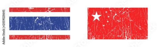 Fotografía Grunge Thailand and China flags vector illustration, distressed Thai and Chinese