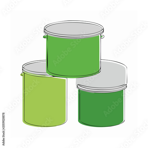 Stacked green paint cans illustration