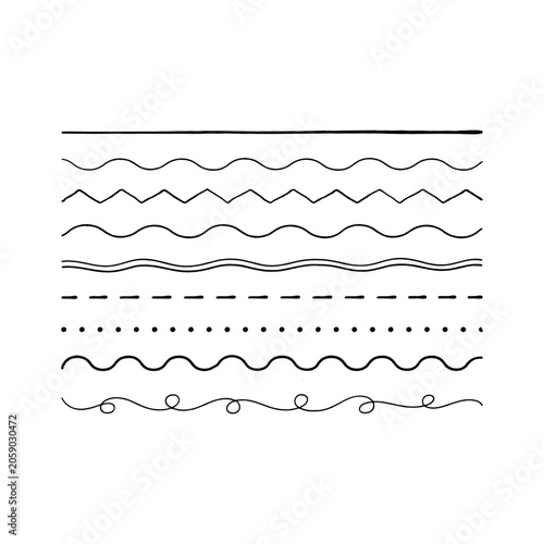 Hand Drawn Doodle Line Borders and Dividers Vector Illustration