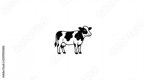 Minimal black and white cow icon in a clean flat style, isolated on a light background. Suitable for farming, dairy, livestock, agriculture, branding, signage, web, and app design.