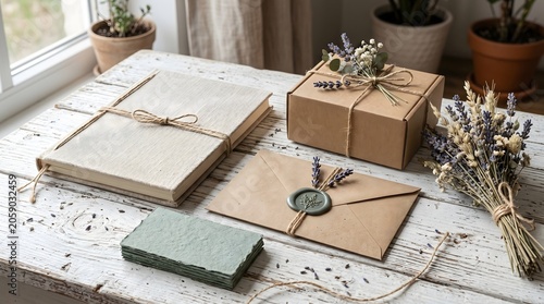 Handmade rustic stationery set with dried flowers and wax seal stationery handmade envelope lavender invitation botanical invitations anniversary romantic