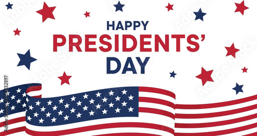 Fotografía Presidents' day patriotic illustration with american flag and stars festive holi
