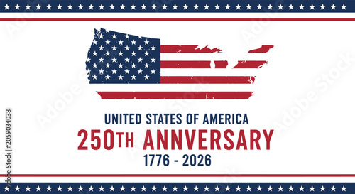 Canvastavla United states 250th anniversary commemoration graphic with distressed american f